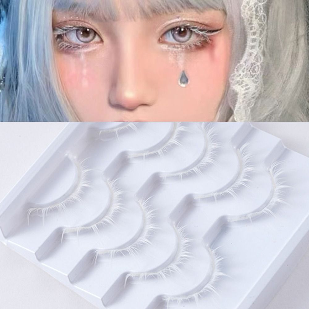 رموش أنمي بيضاء مدببة ثلاثية ا - مراجعة Anime Cosplay Lashes وسعره
